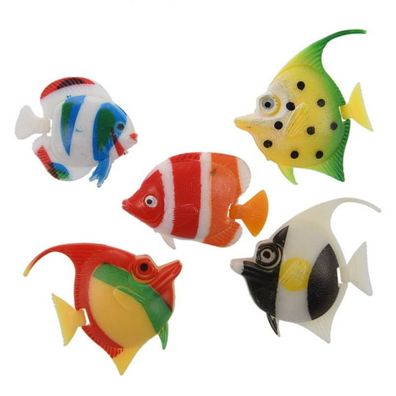 Artificial Multi-colored Plastic Fish Ornament 5Pcs for Aquarium