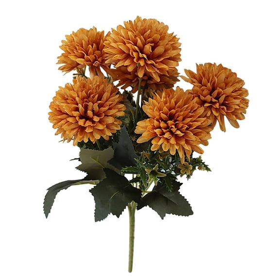 Clearance Artificial Chrysanthemum Bush Silk Fake Mums Fall Decor, 1‑Pack Plastic Outdoor Fall Artificial Flowers for Halloween Tabletop Home Decor