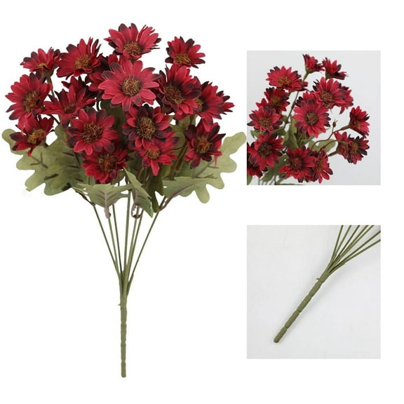 Artificial Mums Red, Garden Porch Autumn Decor, Artificial Flower, Artificial Mums Red for Garden Porch Autumn Decor, No Fade, by Elapind