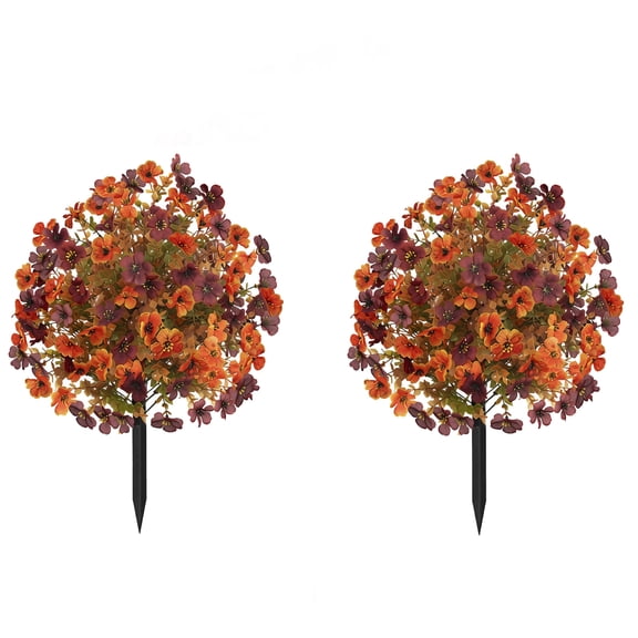 Artificial Mums Topiary Ball Tree With Flowers for Outdoors Fall Decor,Orange UV Resistant Fake Plants With Ground Spike Autumn Decorations for Home,Front Porch,Garden,Thanksgiving,Planters