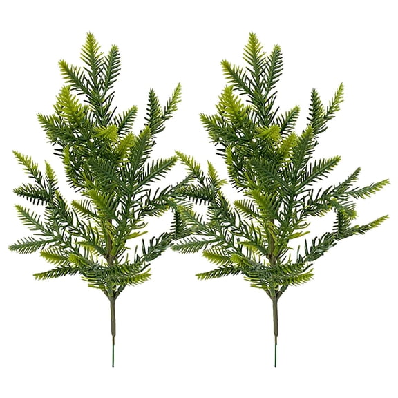 Artificial Norfolk Pine Branches, 12 Inch Faux Greenery Stems for DIY Christmas Centerpiece Mantel and Home Decor, Set of 2 Plastic Sprigs