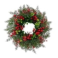 thumbnail image 1 of Artificial Norfolk Pine Christmas Wreath,15.7 Inch Front Door Greenery Wreath with Eucalyptus Leaves, Red Berries, Hanging Wreath for Wall, Window, Indoor Outdoor Winter Holiday Decor,1Pc, 1 of 4