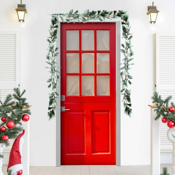 Artificial Norfolk Pine Garland Christmas Decoration 5.9 Ft,Christmas Winter Snow Garland for Fireplace Stairs Cabinet Home Table Outdoor Snow Style Decoration