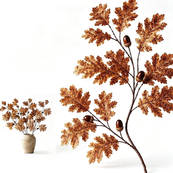 Artificial Oak Leaf Acorn Branch, Faux Fall Foliage Stems with Acorns (1pcs)