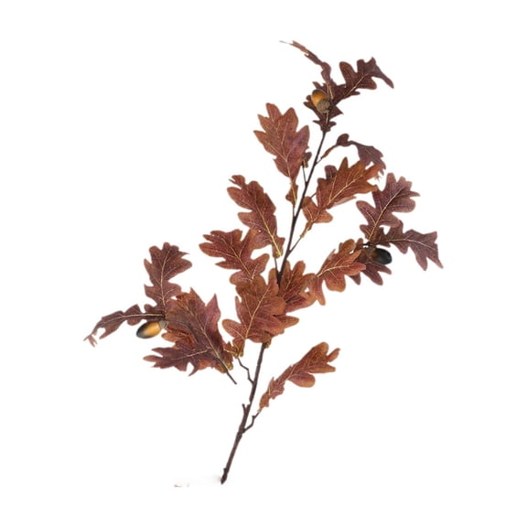 Artificial Oak Leaf Branch With Acorns, Realistic Fall Silk Foliage Stem For Vase Table Home Autumn Decor