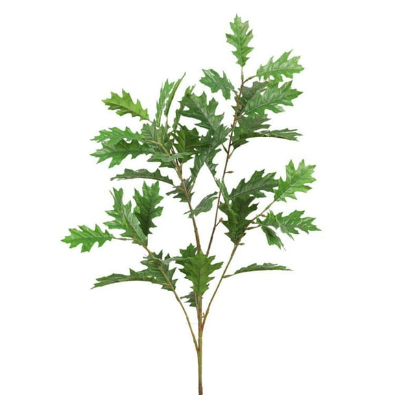 Artificial Oak Leaves Silk Fabric Leaves Flexible Iron Stem Decorative Faux Oak Leaves Home Decor Green
