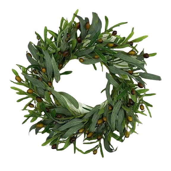 Artificial Olive Branch Wreath Or Hanging Basket Decoration With Lifelike Leaves And Realistic Olives For Door Or Wall
