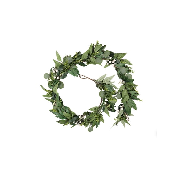 Artificial Olive Branch Wreath for Front Door Faux Greenery Wall Decor Leaves and Berries for Home Weddings Parties and Seasonal Decoration, 6ft