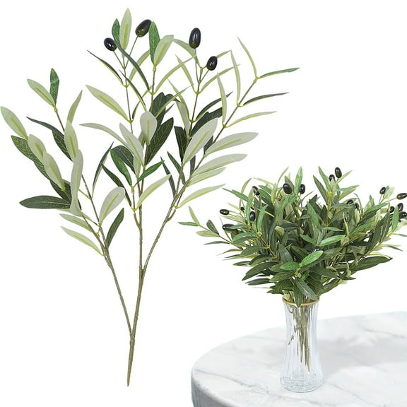 Artificial Olive Branch with Leaves,Faux Greenery Stems for Living Room, Dining Table, Wedding Centerpiece or Floral Arrangement,Green,1PC