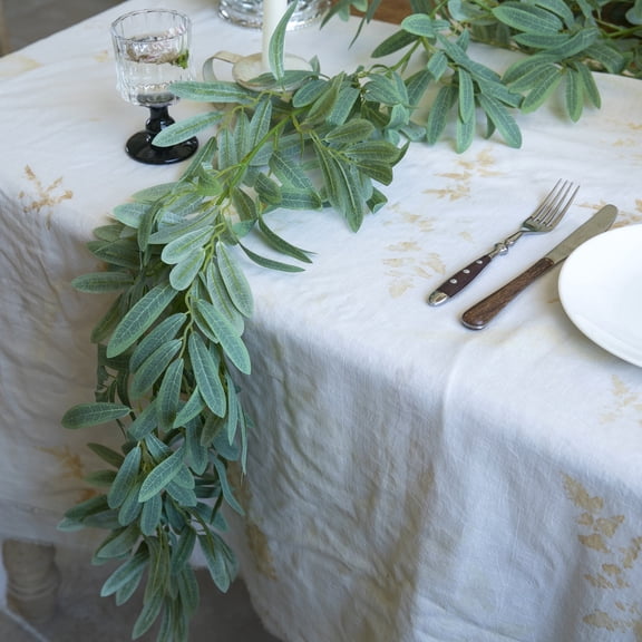 Artificial Olive Leaf Garland 71 Inch Faux Greenery Vine Table Runner for Wedding Arch Mantel Stair Railing Doorway Indoor Outdoor Home Party Decor