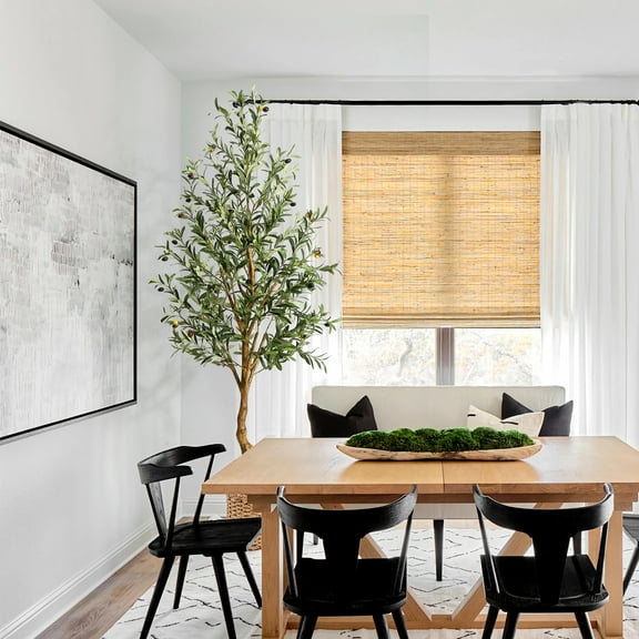 Artificial Olive Tree, 4/5/6FT Tall Faux Olive Silk Trees with Backet for Home Office Livingroom Indoor Decor Housewarming Gift, Fake Potted Tree with Seagrass Basket and Lifelike Fruits