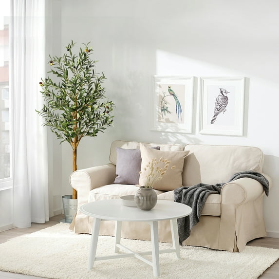Artificial Olive Tree, 4/5/6FT Tall Faux Olive Silk Trees with Backet for Home Office Livingroom Indoor Decor Housewarming Gift, Fake Potted Tree with Seagrass Basket and Lifelike Fruits