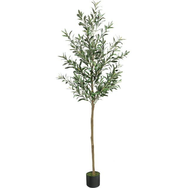 6ft Artificial Olive Tree with Lifelike Fruits, Large Wood Trunk for