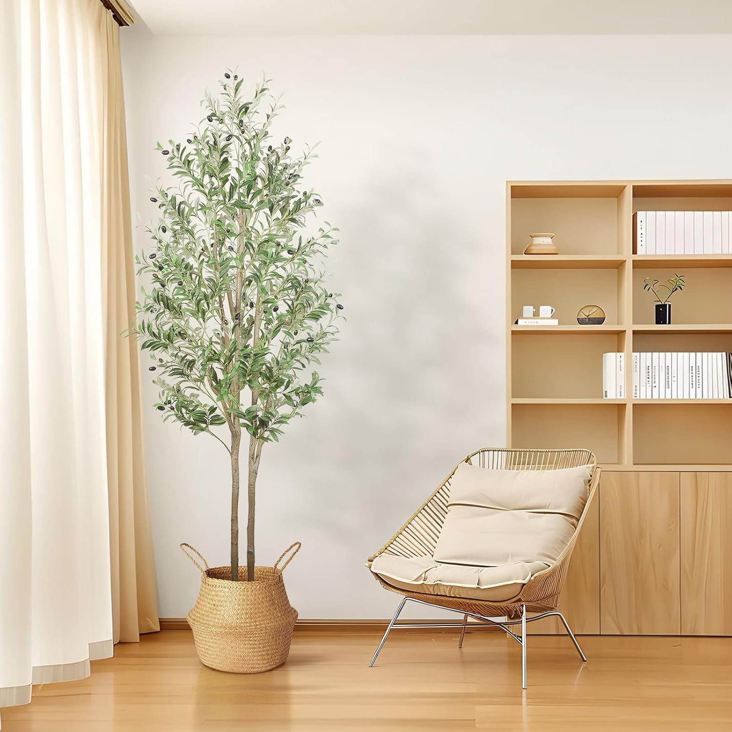 Artificial Olive Tree 6FT Tall Faux Silk Plant(72" in), Indoor Fake ...