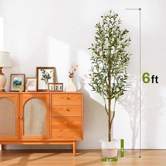 Artificial Olive Tree 6FT Tall with Planter Basket Indoor Outdoor Home Decor