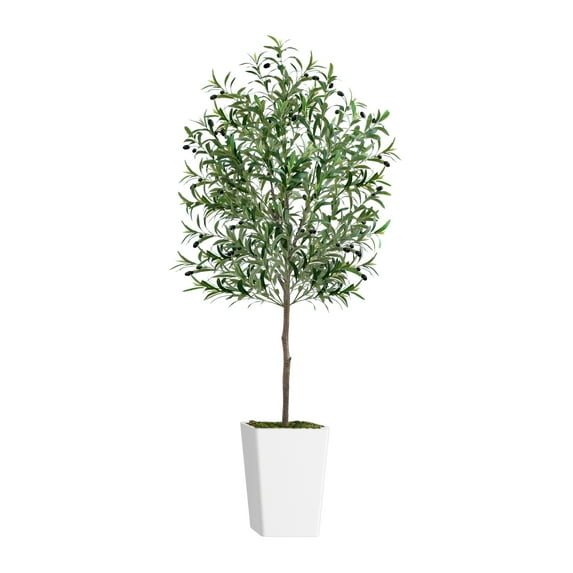 Artificial Olive Tree 6FT with Pot and Moss, Artificial Plants for Home Office Decor