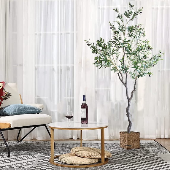 Artificial Olive Tree, 6Ft(71in, 1008 Leaves) Faux Olive Tree, Tall Artificial Tree Indoor Outdoor, Potted Silk Plants for Modern Home Office Living Room Porch Decor