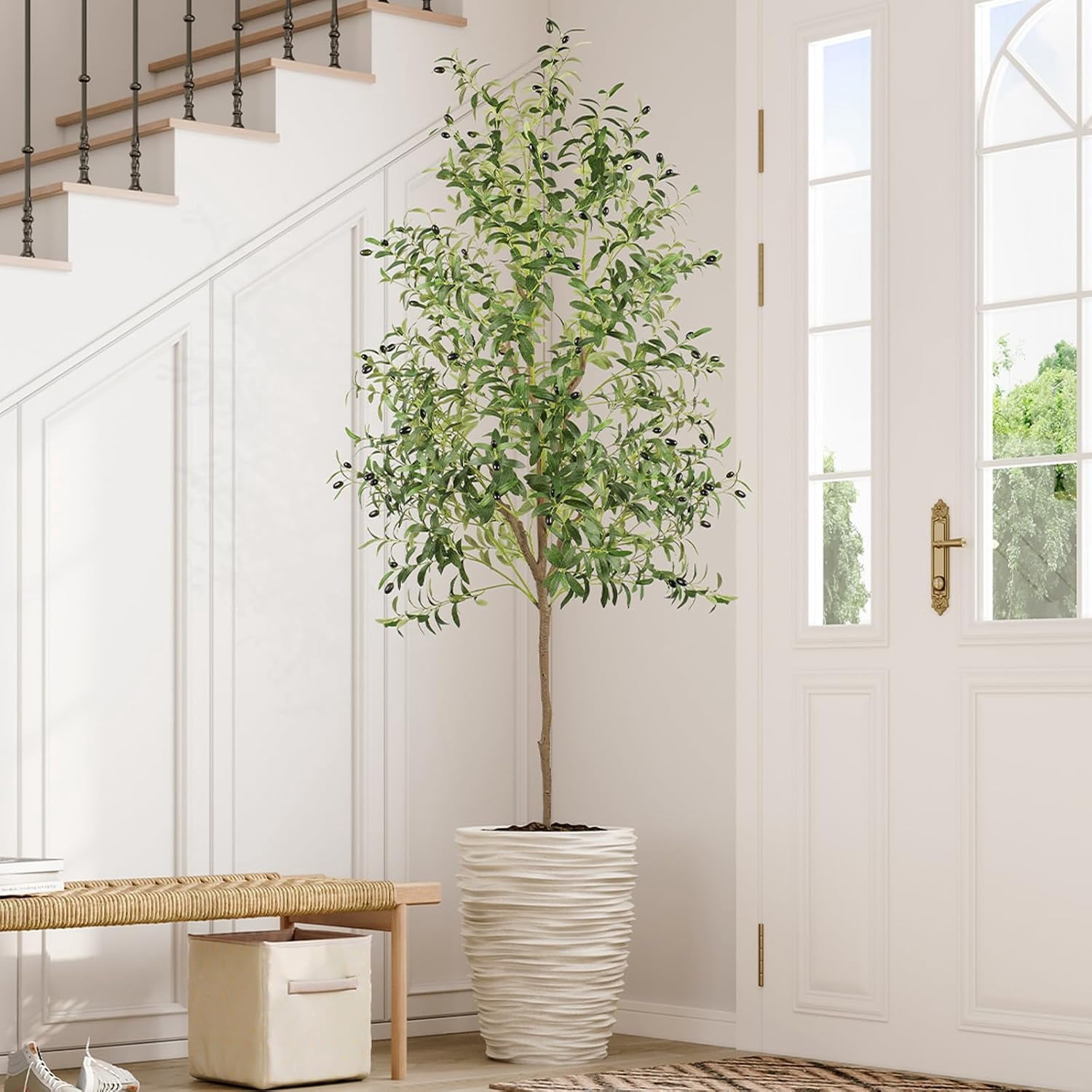 Artificial Olive Tree 7FT Tall Faux Silk Plant for Home Office Indoor ...