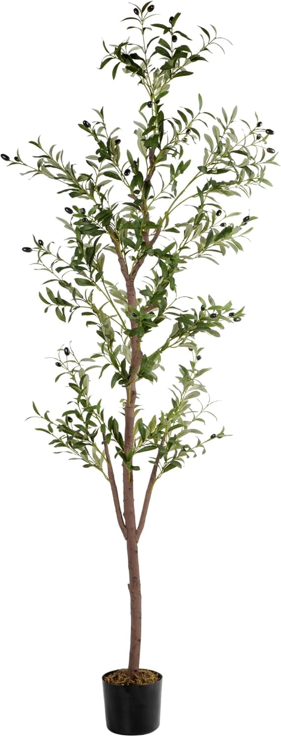 Artificial Olive Tree 7ft（84in） Tall Faux Olive Tree, Realistic Silk ...