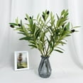 thumbnail image 1 of Artificial Olive Tree Branch Decor | Faux Potted Olive Plant | Lifelike Green Leaves & Fruit | Flexible Shaping | Indoor Outdoor Maintenance-Free | 17.7" | 1 Piece, 1 of 7