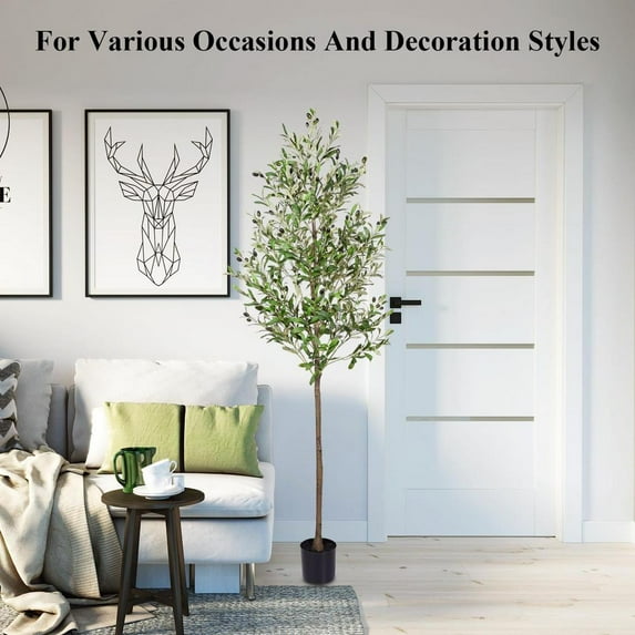Artificial Olive Tree,Fake Olive Tree 7ft,Faux Olive Tree,Olive Trees Artificial Indoor Fake Silk Plant with Realistic Trunk and Lifelike Fruits,Artificial Tree Indoor for Home Office Decor Plants