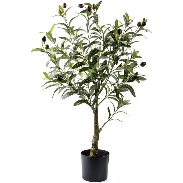 Artificial Olive Tree Plants 32 Inch Fake Olive Branch Leaves Topiary