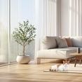 thumbnail image 1 of Artificial Olive Tree Tall Faux Silk Olive Trees for Home Office Living Room Decor Indoor Fake Potted Tree with Natural Wood Trunk and Lifelike Fruits 2 Pack （Decorative flower pots not included）, 1 of 9