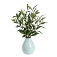 thumbnail image 1 of Artificial Olive Tree in Ceramic Vase Home Office Decor Light Blue 14 Inch Tall Shelf Desk Display, 1 of 5