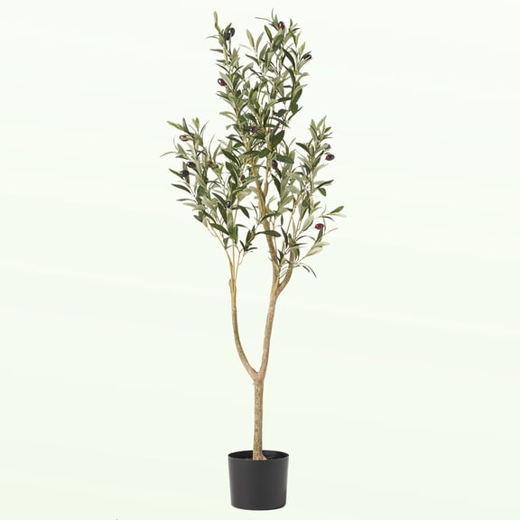 Artificial Olive Tree with Nursery Pot, 47" Tall Faux Potted Plant for Home & Office Decor Realistic Leaves, Zero Maintenance & Durable Design