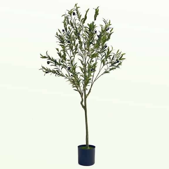 Artificial Olive Tree with Pot - 150CM (59") Real Touch Leaves, Pre-Potted & No Maintenance, Farmhouse Decor