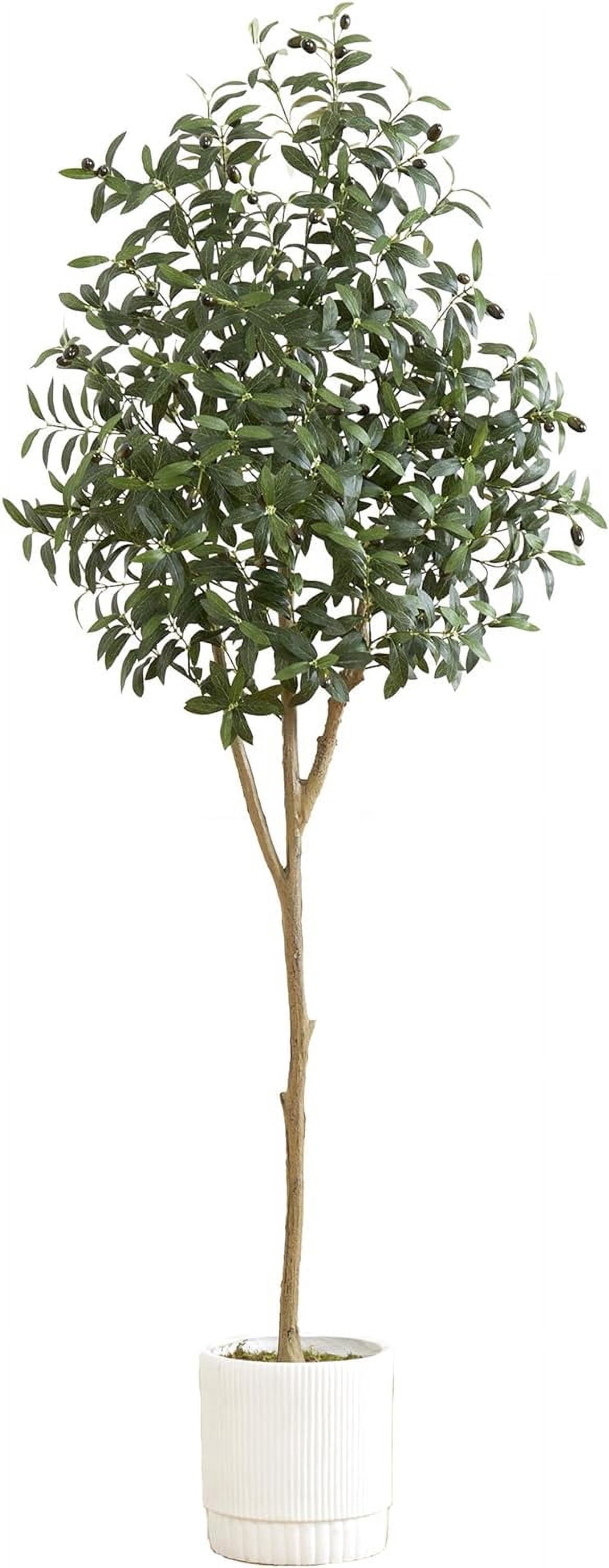Nearly Natural 6ft Artificial Grand Olive Tree In White Planter - Lifelike Faux Olive Tree For Indoor Decor