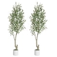 thumbnail image 1 of Artificial Olive Trees, 2Pcs 7ft Tall Faux Olive Tree with Planter Artificial Plants with Natural Wood Trunk and Lifelike Olive Fruits for Home Office Decor, 1 of 8