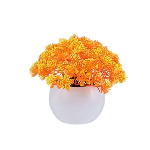 Artificial Orange Bonsai Ball Potted Plant Set for Desktop Christmas and Year-Round Home Decor in Orange