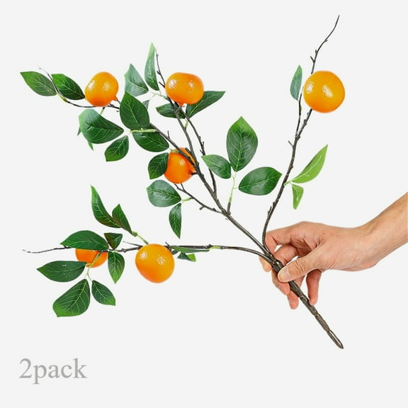 Artificial Orange Branches 2pack Tangerine Branches 21.65 Inch Faux Oranges Fruit Decorative for Vase Home Party