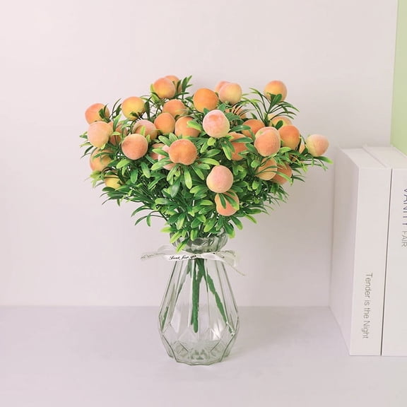 Artificial Orange Fruit Branch, Faux Tree Stem for Kitchen Farmhouse Table Centerpiece, 1 Bunch