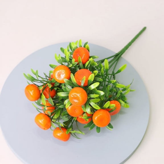 Artificial Orange Fruit Tree Branch - LDPE Lifelike Faux Fruit Bouquet for Kitchen, Farmhouse Table Centerpiece & Home Decor