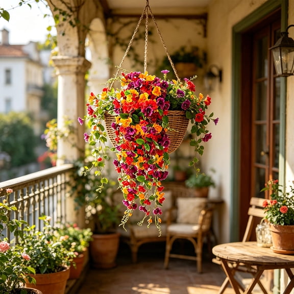 Artificial Orange Hanging Vine - 35x60cm Long Plastic Simulation Flowers for Wedding Outdoor Spring Summer Décor