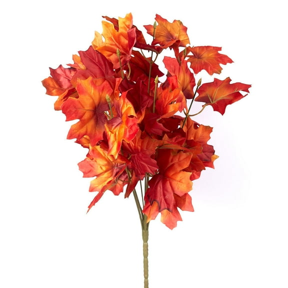 Artificial Orange Maple Leaf Bushes - Package of 4