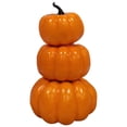thumbnail image 1 of Artificial Orange Pumpkin Tower Decoration, 7.48 Inch 3 Tier Stacked Pumpkin Ornament with Realistic Vine Stem, Durable Plastic Fall Harvest Decor for Halloween Thanksgiving Porch Tabletop, 1 of 3