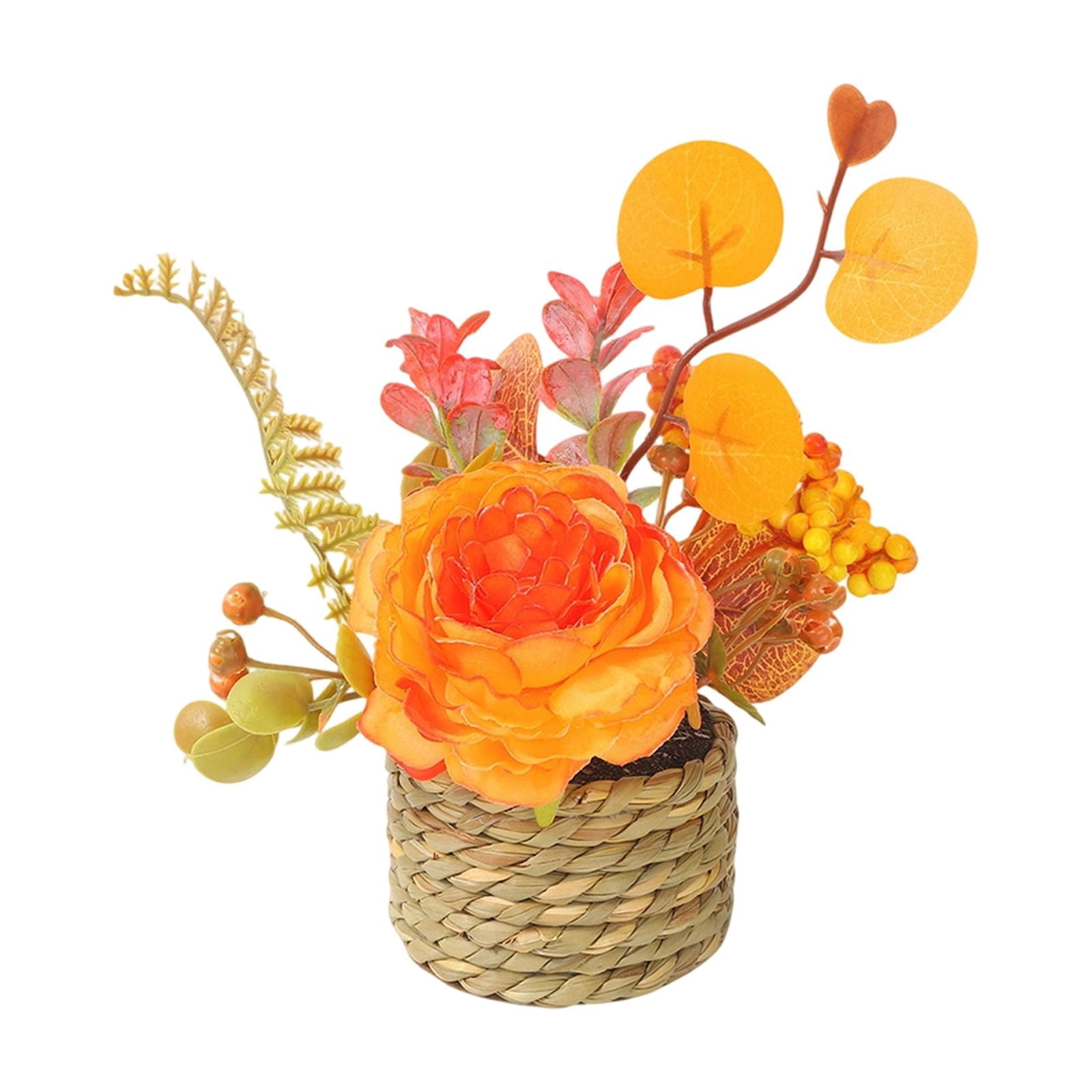 Artificial Orange Rose Fall Centerpiece Arrangement, Autumn Floral ...