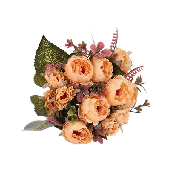 Artificial Orange-Yellow Peony Bouquet for Arrangement - Retro Small Peony, Artificial Flowerartificial Peony Bouquet Yellow Retro Flowers for Arrangement - Retro Small Peony, Artificial Flower