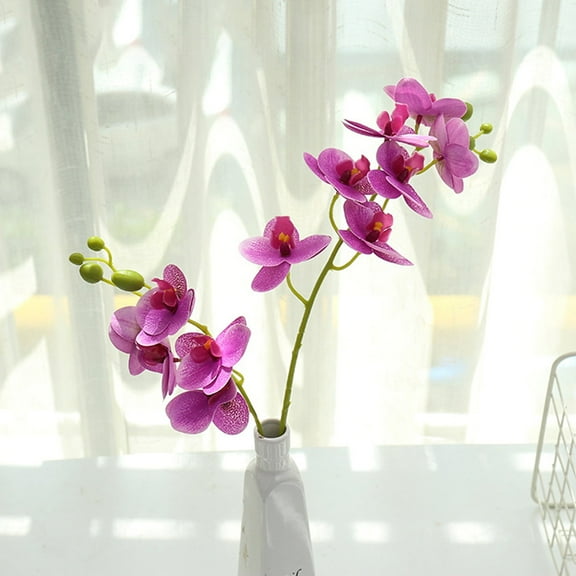 Artificial Orchid Fake Flower - Realistic Design, Handmade Plastic Stems, No Fading Easy Care, Home/Wedding/Hotel Decor (57cm Height, 6.5cm Flower)
