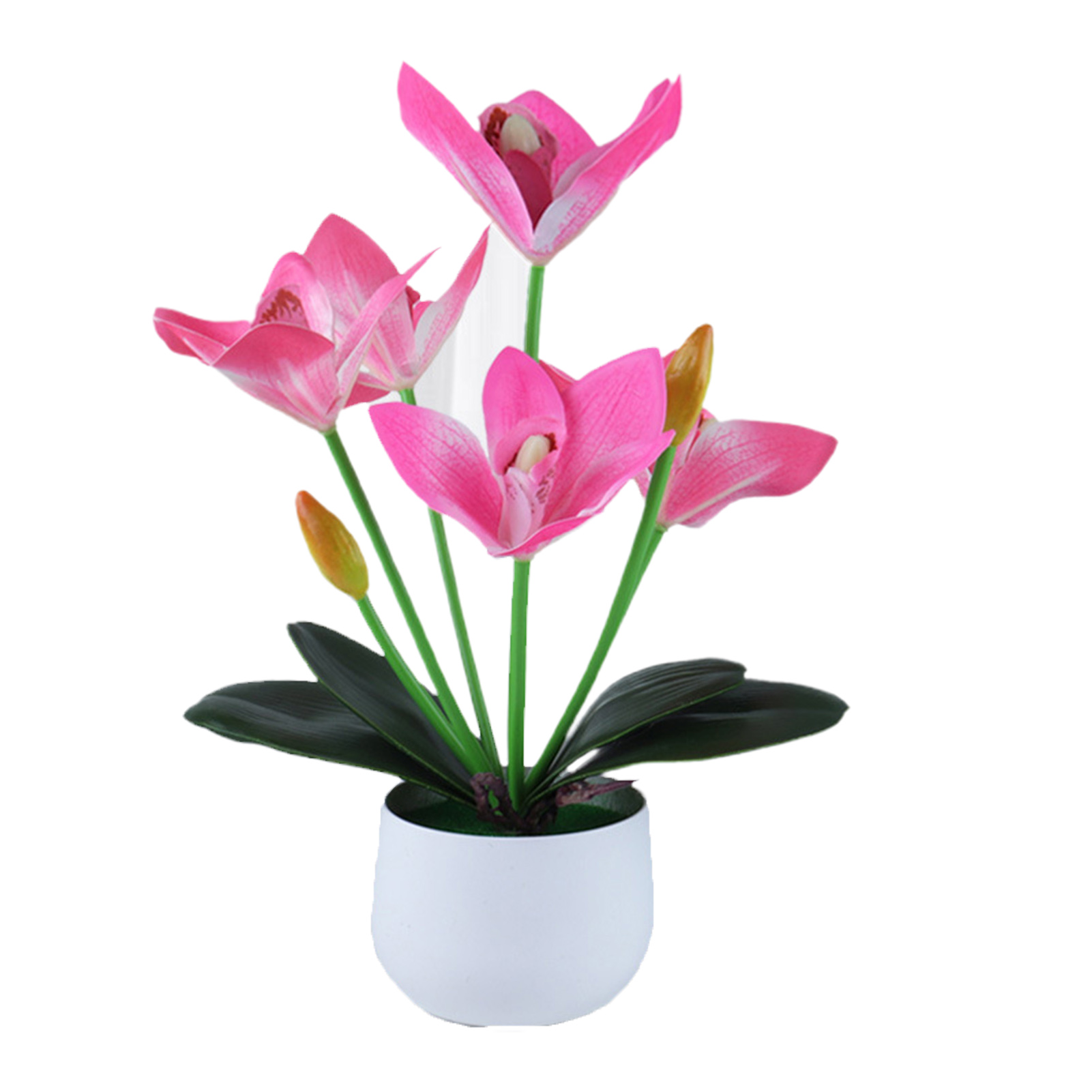 Artificial Orchid Flowers Arrangements with Vase for Kitchen Table Centerpieces, Large Vivid White Orchid Faux Flowers Orchids Flowers Indoor Party Wedding Room Decoration