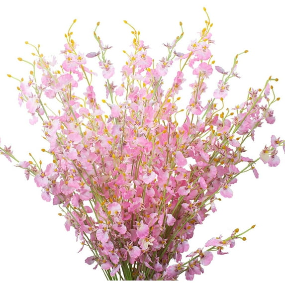 Artificial Orchid Silk Fake Flowers Faux Dancing Lady Orchids Stems Flower 10 Pcs Real Touch for Wedding Home Office Party Hotel Yard Decoration Restaurant Patio Festive Furnishing (White)