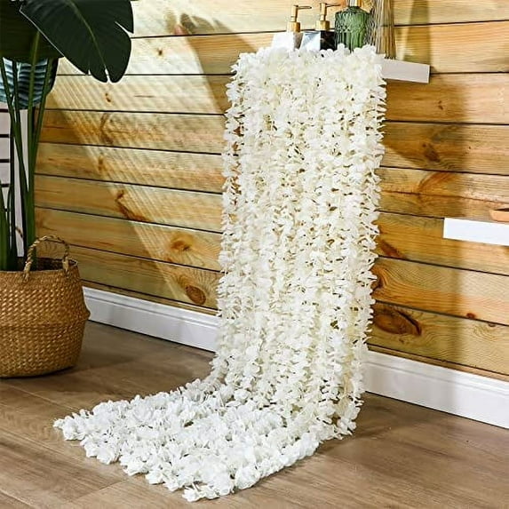 Artificial Orchid Strings, Wisteria Flowers,Plastic Flower Vine, Simulated Orchid Flower Strings,Elegant Hanging Floral Garland For Party, Event, Home, And Garden Decor,White