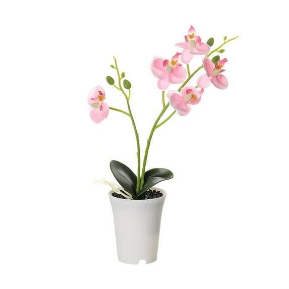 Artificial Orchid with Vase Flowers for Table Centerpieces,Vivid Orchid Phalaenopsis White Orchid Plant Faux Orchids Flowers Indoor Room Decoration