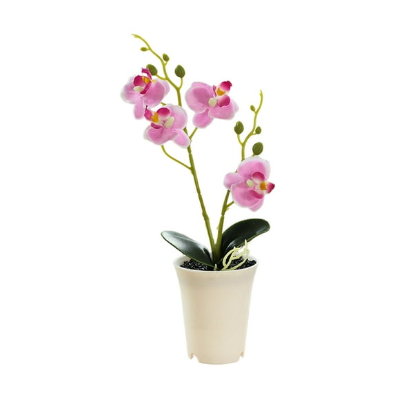 Artificial Orchid with Vase Flowers for Table Centerpieces,Vivid Orchid Phalaenopsis White Orchid Plant Faux Orchids Flowers Indoor Room Decoration