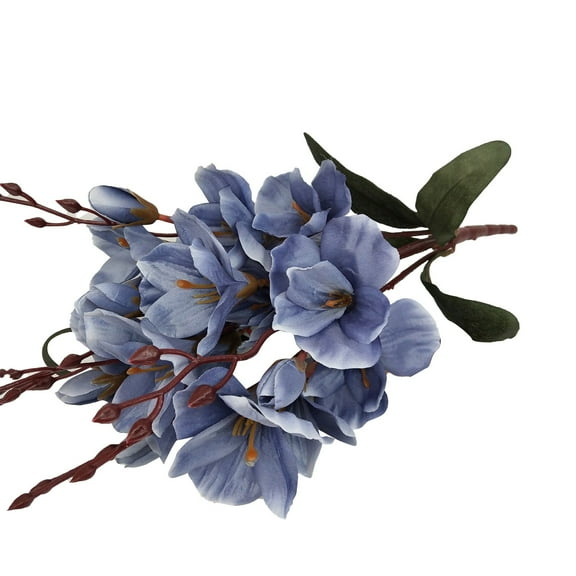 Artificial Orchids Faux Orchid Arrangements Table Centerpiece Silk Fake Flowers White Petals with Purple Stamens for Kitchen Decoration Home Decor Office Wedding Vivid (Blue)