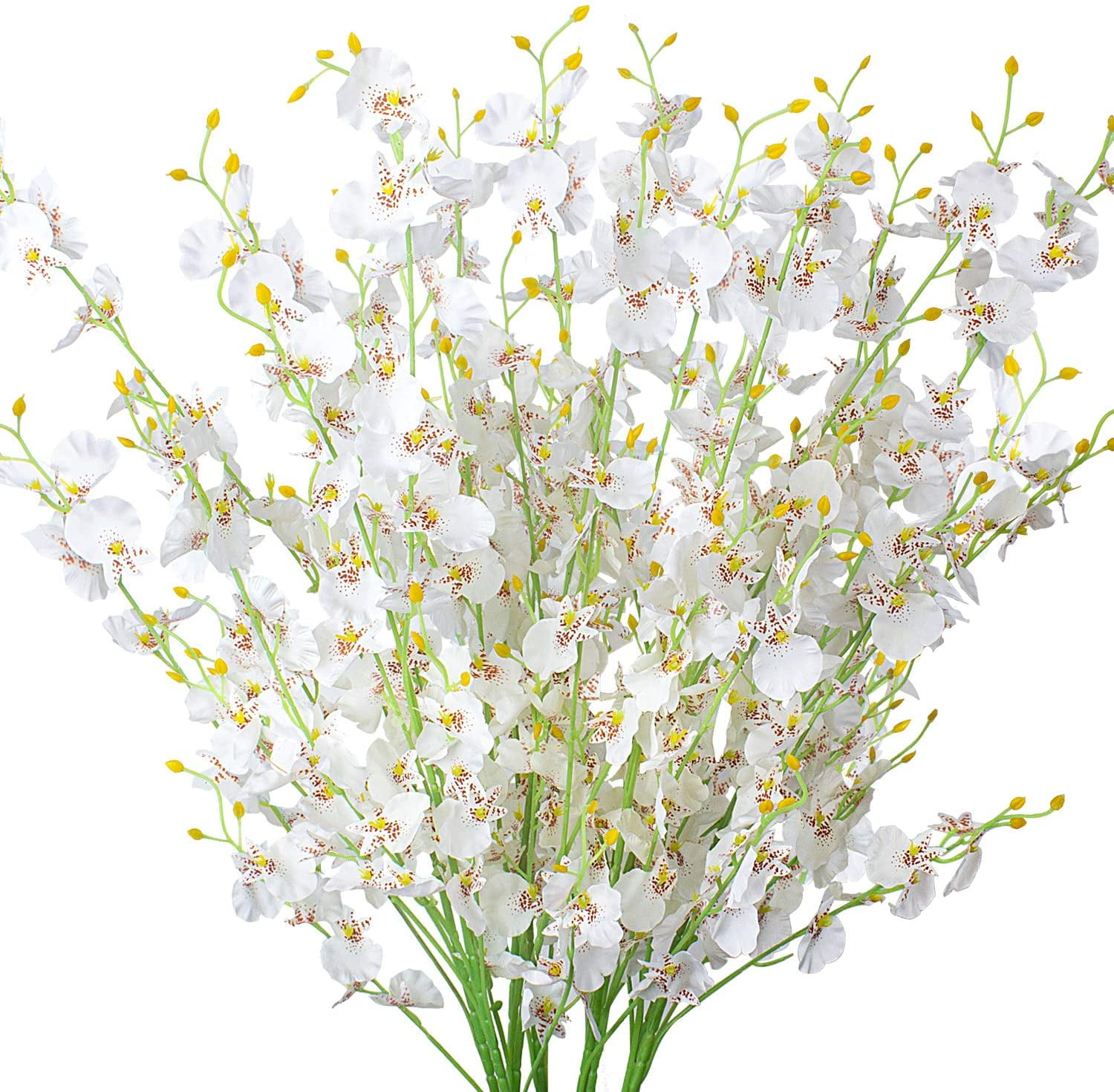 Artificial Orchids Flowers, Silk Fake Faux Dancing Lady Orchids,10Pcs (Each 39”), for Indoor Outdoor Wedding Home Office Party Hotel Decoration(Yellow)