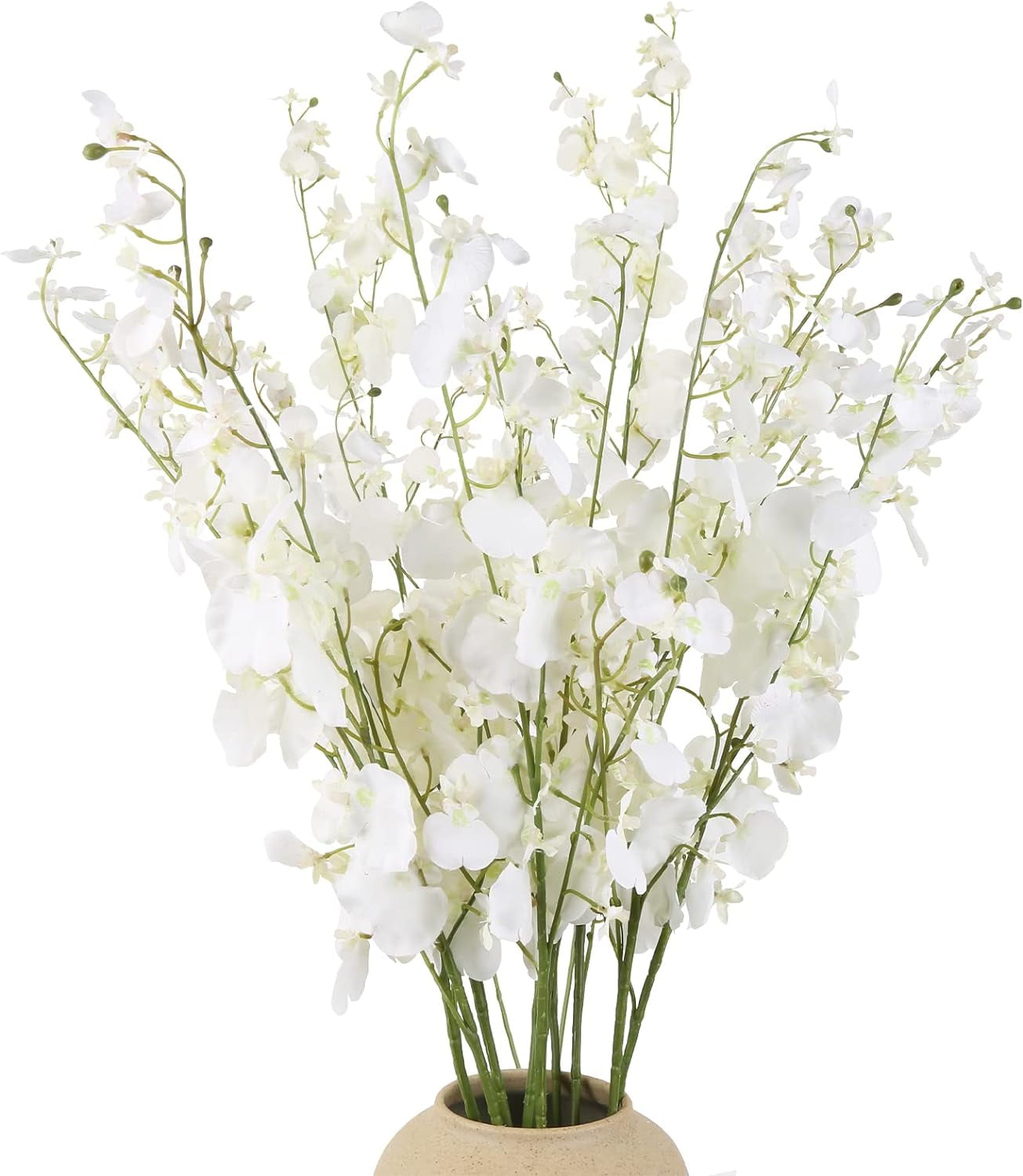 Artificial Orchids Silk Flowers,10 PCS (Each 37'') White Orchids Artificial Flowers Fake Orchid ...